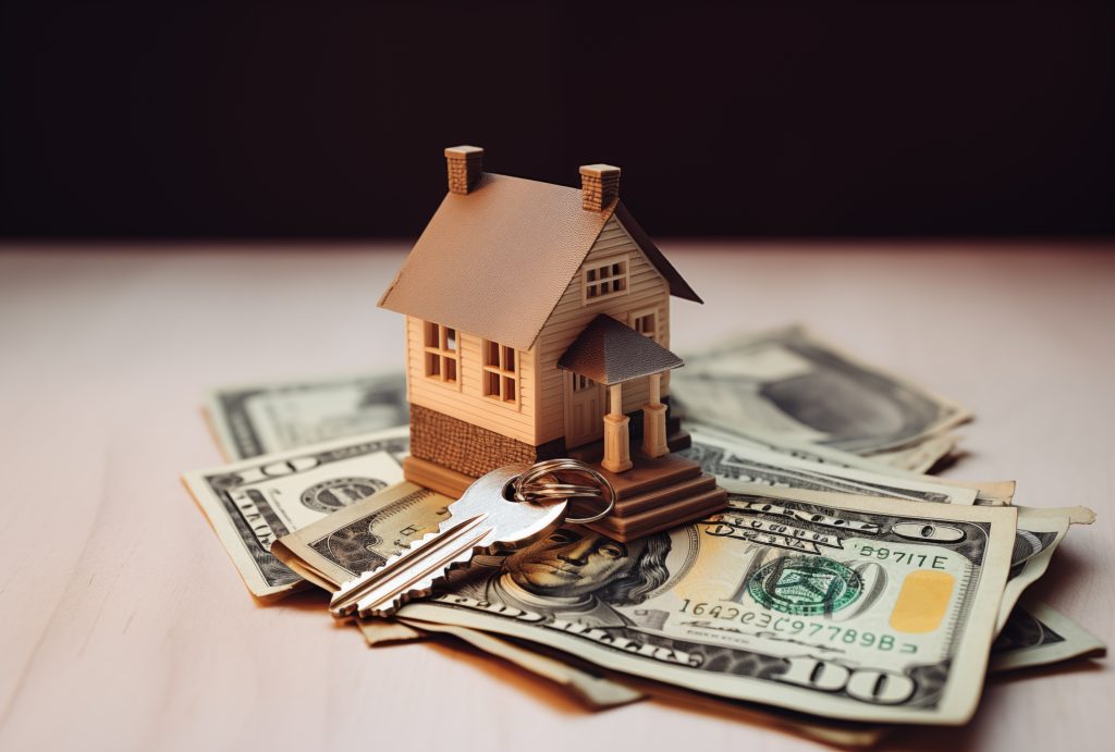 photorealistic money with house